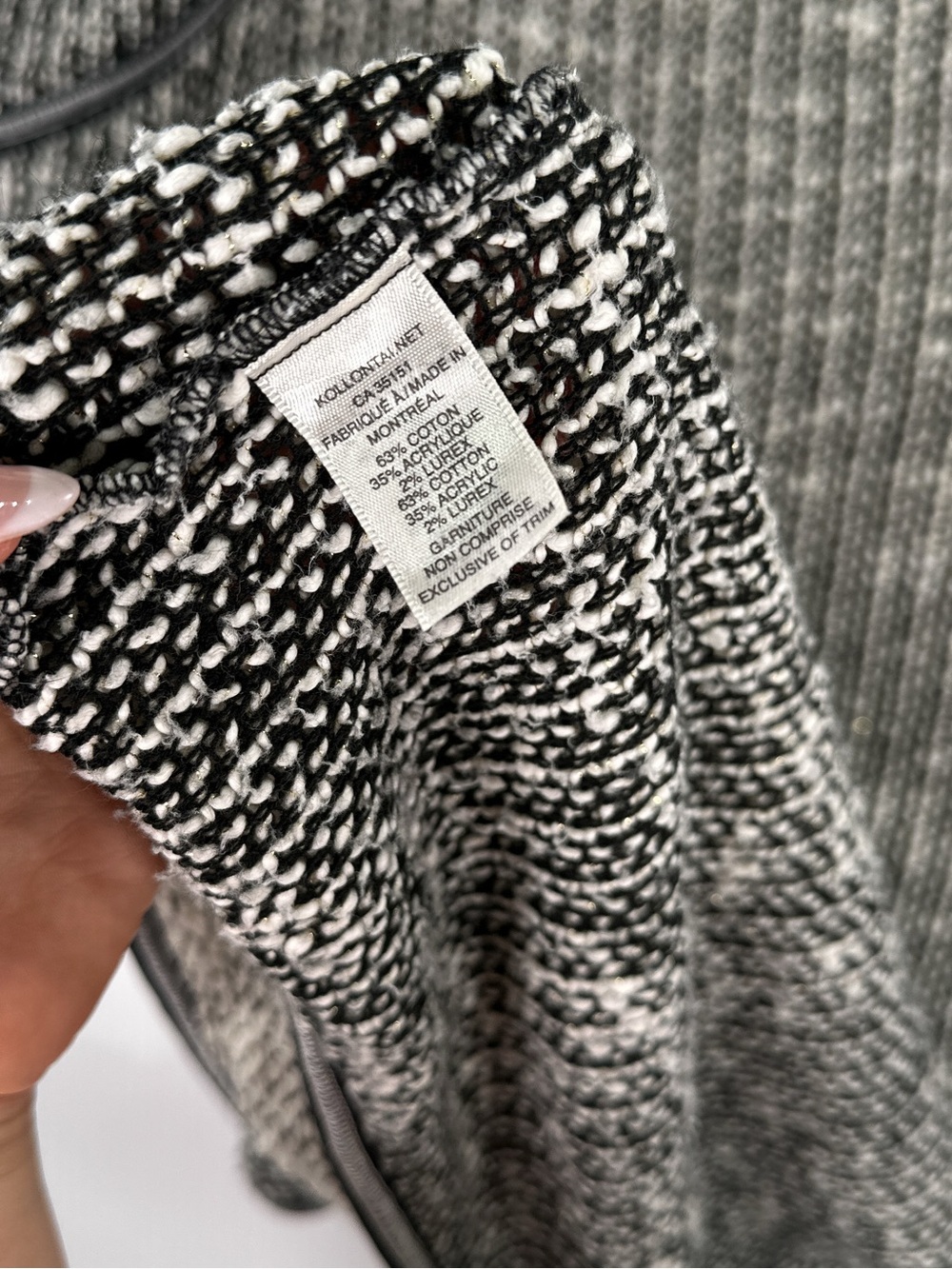 Kollontai Hooded Cardigan Knit Open Front Marled Black White XS - Picture 8 of 11